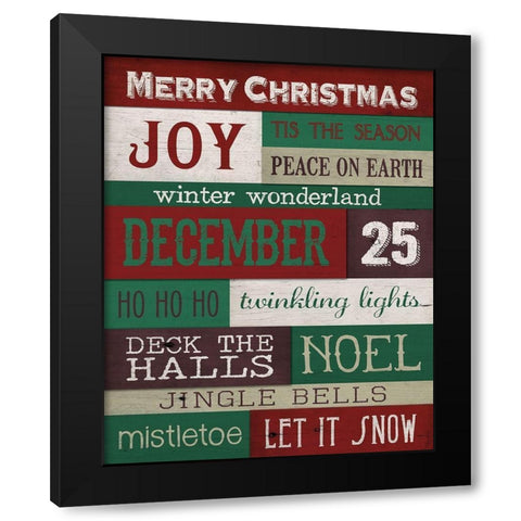 Christmas Text 2 Black Modern Wood Framed Art Print by Louise, Gigi