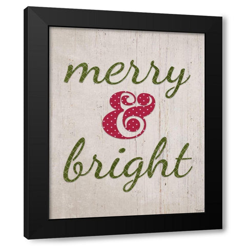Merry Bright Black Modern Wood Framed Art Print by Louise, Gigi
