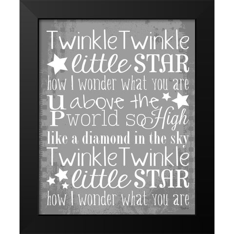 Twinkle White Stars Black Modern Wood Framed Art Print by Louise, Gigi