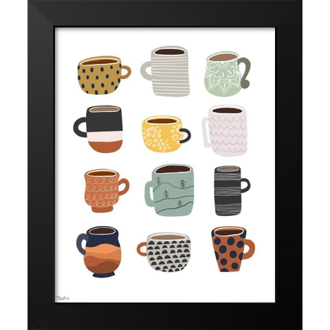 Fall Coffee Black Modern Wood Framed Art Print by Louise, Gigi