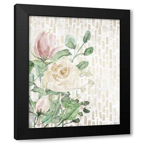 Neutral Flowers Black Modern Wood Framed Art Print by Louise, Gigi