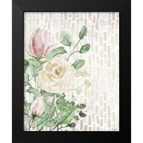 Neutral Flowers Black Modern Wood Framed Art Print by Louise, Gigi