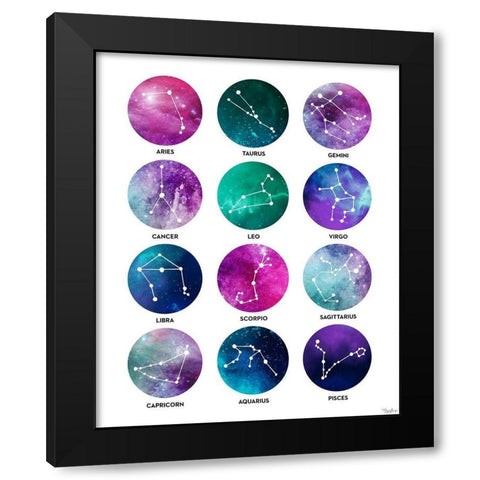 Zodiac Black Modern Wood Framed Art Print with Double Matting by Louise, Gigi