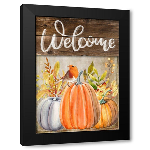 Welcome Bird Flag Black Modern Wood Framed Art Print by Louise, Gigi