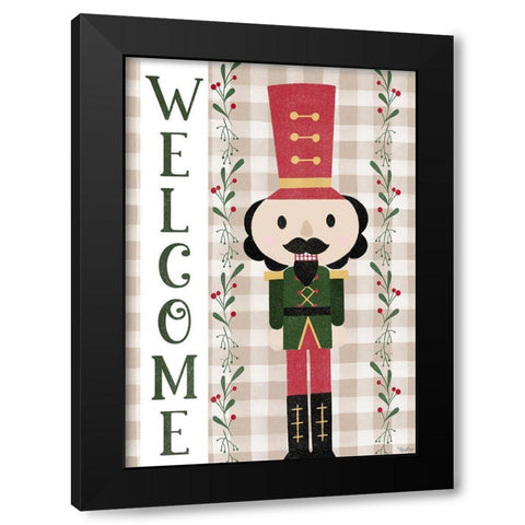 Welcome Nutcracker Flag Black Modern Wood Framed Art Print by Louise, Gigi
