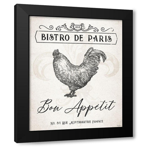 France Bistro Black Modern Wood Framed Art Print with Double Matting by Louise, Gigi
