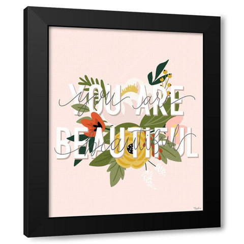 You Beautiful Floral Black Modern Wood Framed Art Print by Louise, Gigi