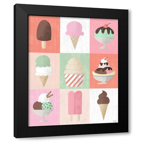 Ice Cream Black Modern Wood Framed Art Print with Double Matting by Louise, Gigi