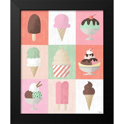 Ice Cream Black Modern Wood Framed Art Print by Louise, Gigi