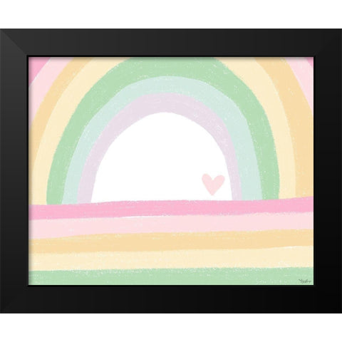 Pastel Rainbow Black Modern Wood Framed Art Print by Louise, Gigi