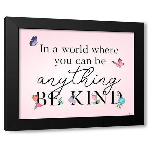 Be Kind Butterflies Black Modern Wood Framed Art Print with Double Matting by Louise, Gigi