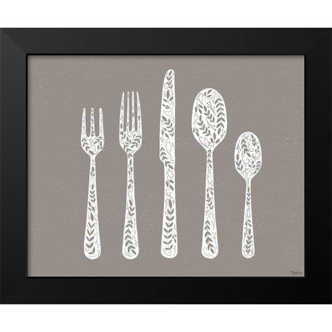 Utensils Black Modern Wood Framed Art Print by Louise, Gigi