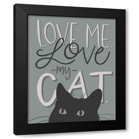 Love Cat Black Modern Wood Framed Art Print by Louise, Gigi