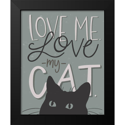 Love Cat Black Modern Wood Framed Art Print by Louise, Gigi