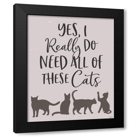 These Cats Black Modern Wood Framed Art Print with Double Matting by Louise, Gigi