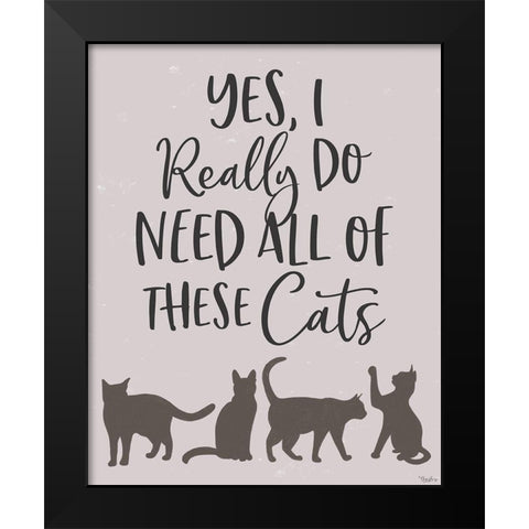These Cats Black Modern Wood Framed Art Print by Louise, Gigi