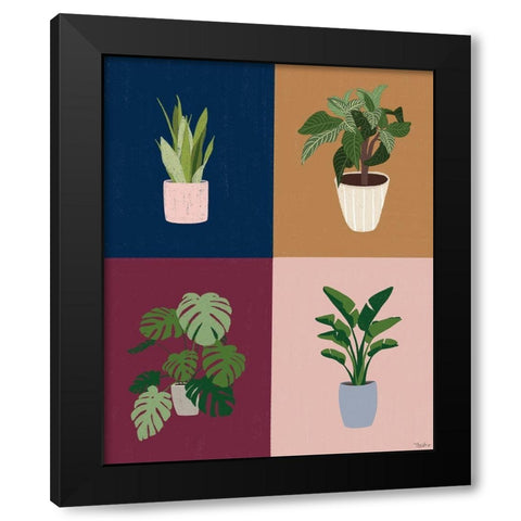 Four Plants Black Modern Wood Framed Art Print with Double Matting by Louise, Gigi
