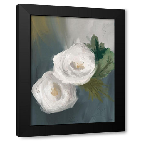 White Painted Flowers Black Modern Wood Framed Art Print by Louise, Gigi
