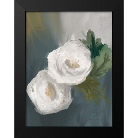 White Painted Flowers Black Modern Wood Framed Art Print by Louise, Gigi