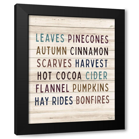 Autumn Words Black Modern Wood Framed Art Print with Double Matting by Louise, Gigi