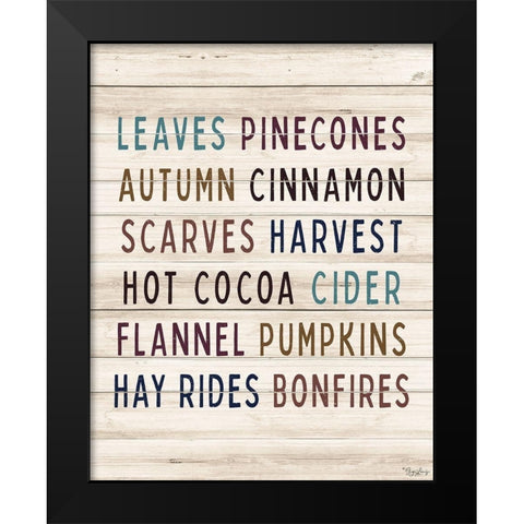 Autumn Words Black Modern Wood Framed Art Print by Louise, Gigi