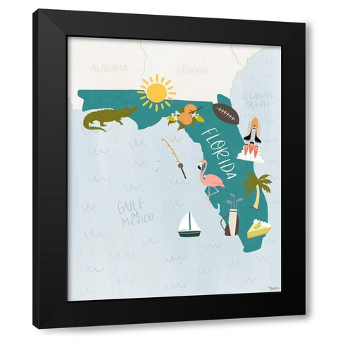 Florida Icons Black Modern Wood Framed Art Print by Louise, Gigi