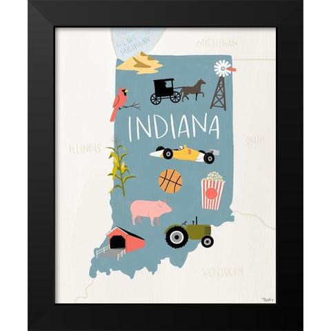 Indiana Icons Black Modern Wood Framed Art Print by Louise, Gigi