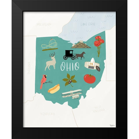 Ohio Icons Black Modern Wood Framed Art Print by Louise, Gigi
