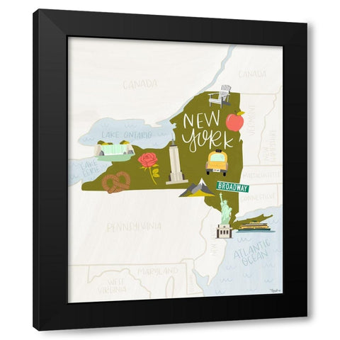 New York Icons Black Modern Wood Framed Art Print with Double Matting by Louise, Gigi