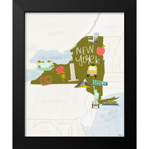 New York Icons Black Modern Wood Framed Art Print by Louise, Gigi