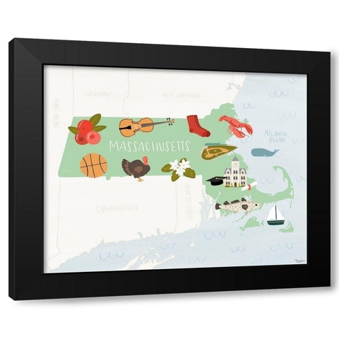 Massachusetts Icons Black Modern Wood Framed Art Print by Louise, Gigi