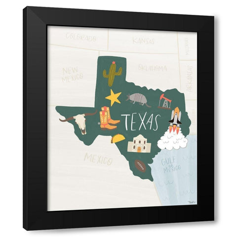 Texas Icons 2 Black Modern Wood Framed Art Print by Louise, Gigi