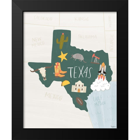 Texas Icons 2 Black Modern Wood Framed Art Print by Louise, Gigi