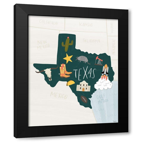 Texas Icons Black Modern Wood Framed Art Print with Double Matting by Louise, Gigi