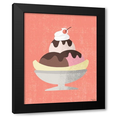 Banana Split Black Modern Wood Framed Art Print with Double Matting by Louise, Gigi