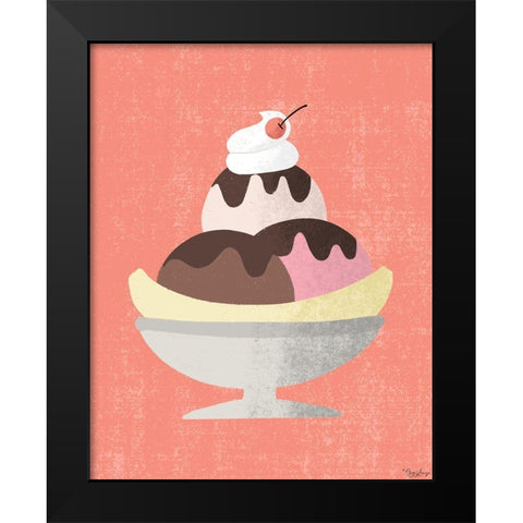 Banana Split Black Modern Wood Framed Art Print by Louise, Gigi