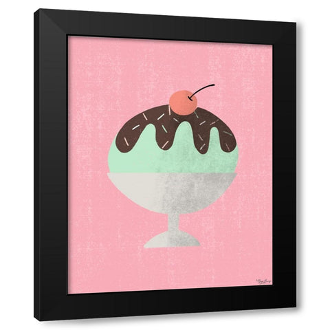 One Scoop Sundae Black Modern Wood Framed Art Print by Louise, Gigi