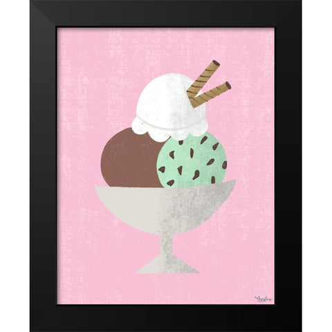 Three Scoop Sundae Black Modern Wood Framed Art Print by Louise, Gigi