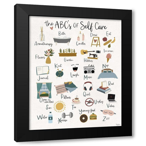 ABC Self Care Black Modern Wood Framed Art Print with Double Matting by Louise, Gigi