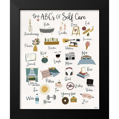 ABC Self Care Black Modern Wood Framed Art Print by Louise, Gigi