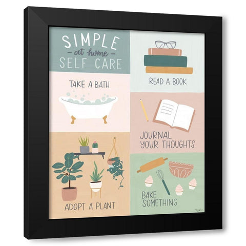 At Home Self Care 3 Black Modern Wood Framed Art Print with Double Matting by Louise, Gigi