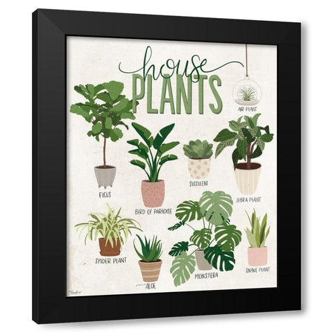 Vintage House Plants Black Modern Wood Framed Art Print by Louise, Gigi