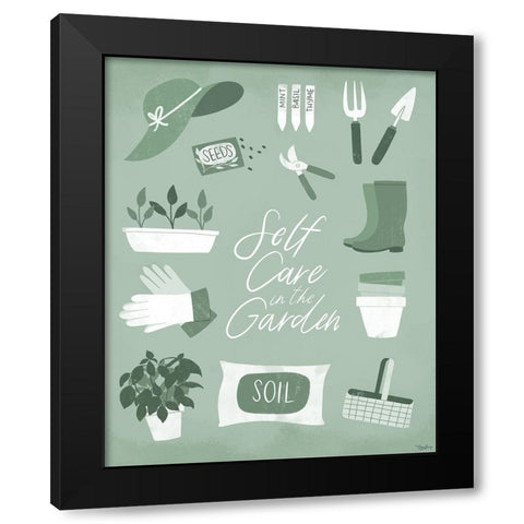 Self Care Garden Black Modern Wood Framed Art Print with Double Matting by Louise, Gigi