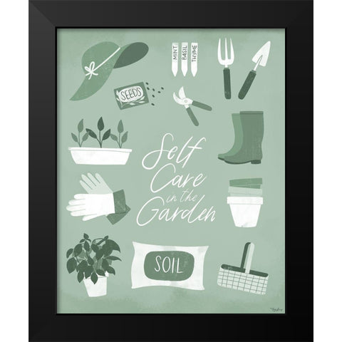 Self Care Garden Black Modern Wood Framed Art Print by Louise, Gigi