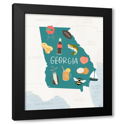 Georgia Pride Black Modern Wood Framed Art Print by Louise, Gigi