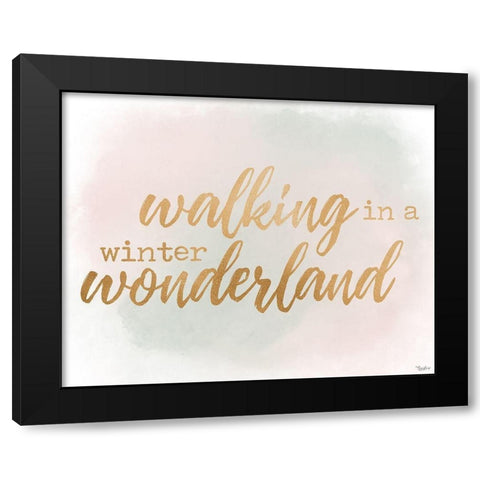Winter Wonderland Gold Watercolor Black Modern Wood Framed Art Print with Double Matting by Louise, Gigi