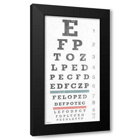 Eye Chart Black Modern Wood Framed Art Print by Louise, Gigi