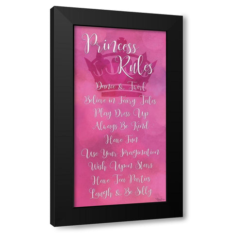 Princess Rules Script Black Modern Wood Framed Art Print with Double Matting by Louise, Gigi