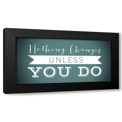 Changes Teal Black Modern Wood Framed Art Print by Louise, Gigi