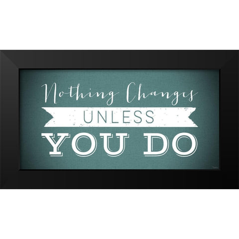 Changes Teal Black Modern Wood Framed Art Print by Louise, Gigi